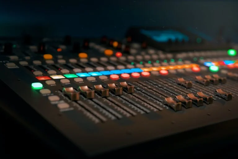 close up photo of copper audio mixer